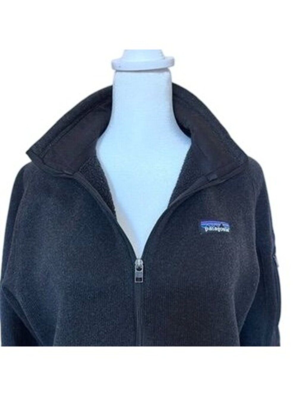 Patagonia Womens L Full-Zip Jacket Black Fleece High Collar Granola Outdoors - Picture 6 of 16